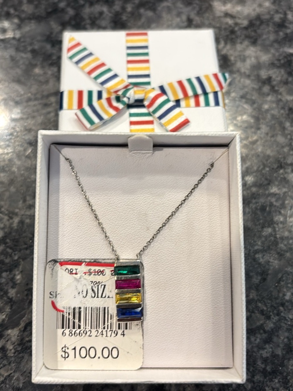 Hudson’s Bay Stripe Silver Pendant Necklace - Women Jewelry